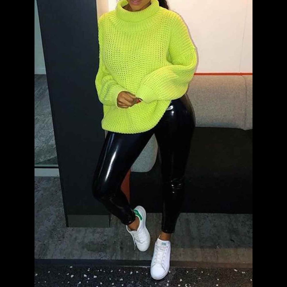 🍷Stylish Turtleneck Loose Lemon Yellow Sweater